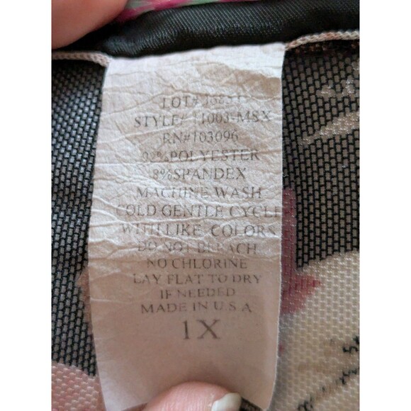 Say Anything Top Women's 1X Boho High Low Long Sleeves Multi Floral Mesh Sheer - Picture 10 of 13